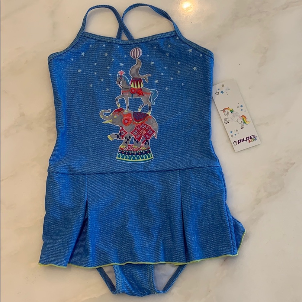 Gottex’s Sub-Brand Pilpel-Blue Girls One Piece Swimwear-Size 6/7